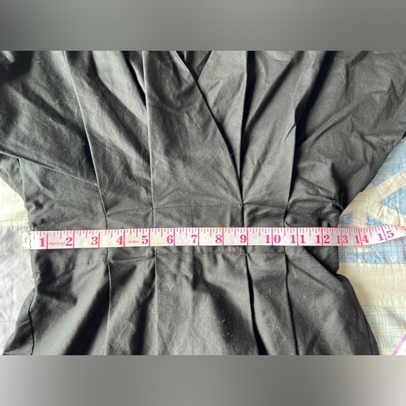 Zara Womens Black Minimalist V-Neck Poplin Sleeves Pleated Dress Size XS - Picture 10 of 16